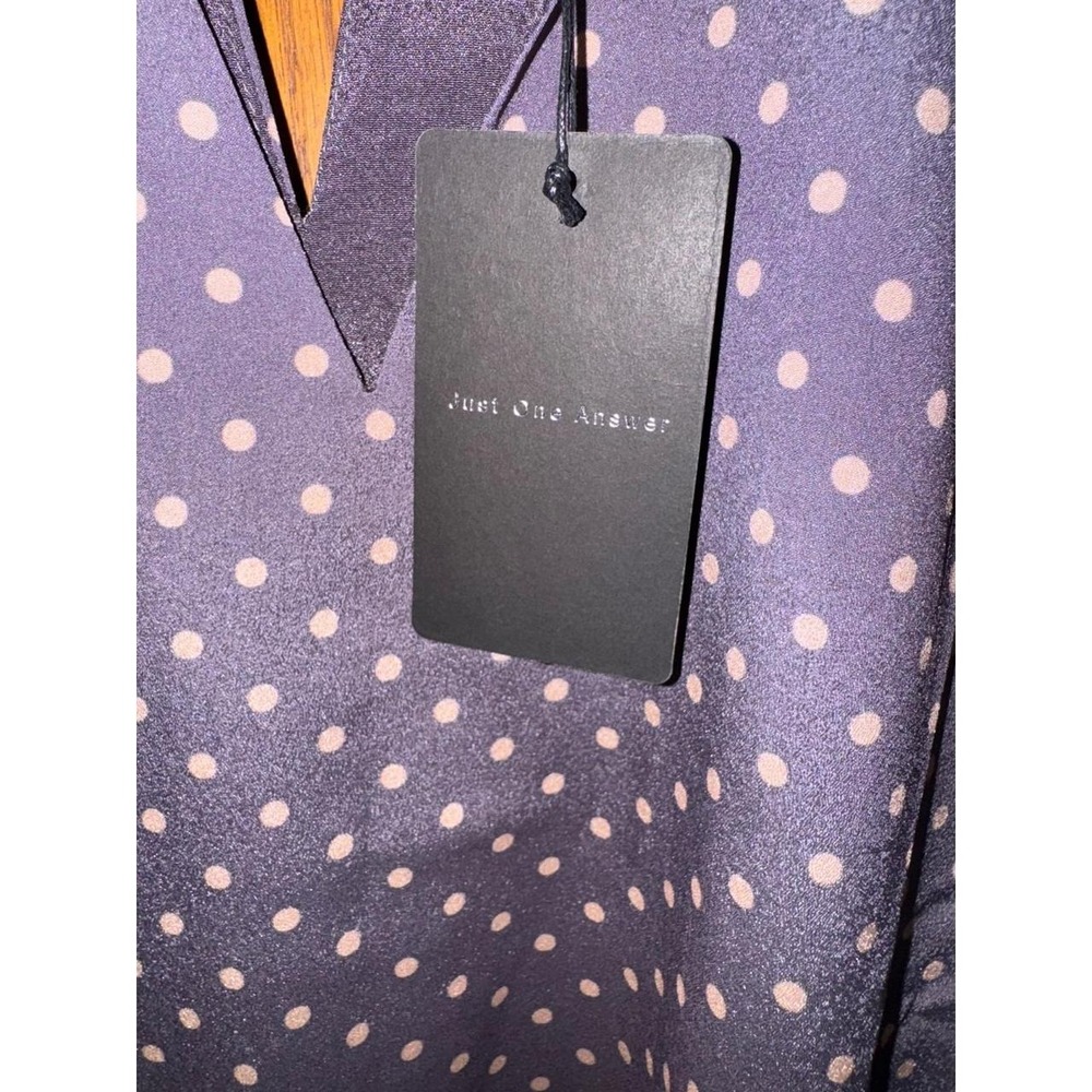 JOA Los Angeles Polka Dot Bell Sleeve Blouse Grey Mauve Boho BC6138 Womens L - Picture 2 of 7